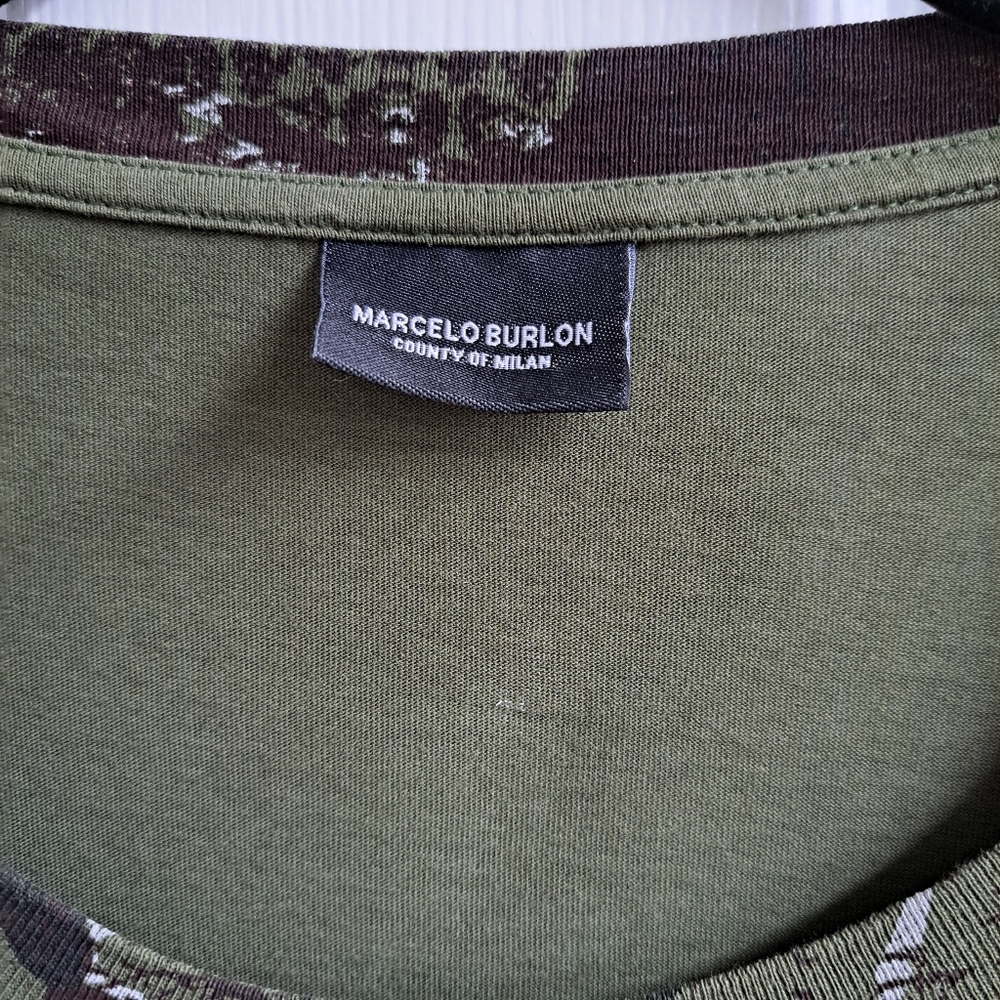 Marcelo Burlon County of Milan Snake and Skull Tee in Brown and Olive - Picture 7 of 9